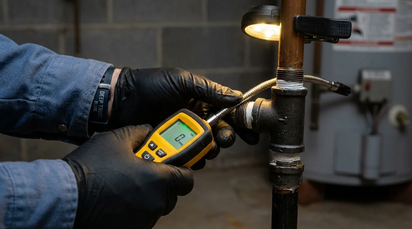 Gas leak detection with electronic sniffer by Johns Plumbing LLC in Roslyn Heights
