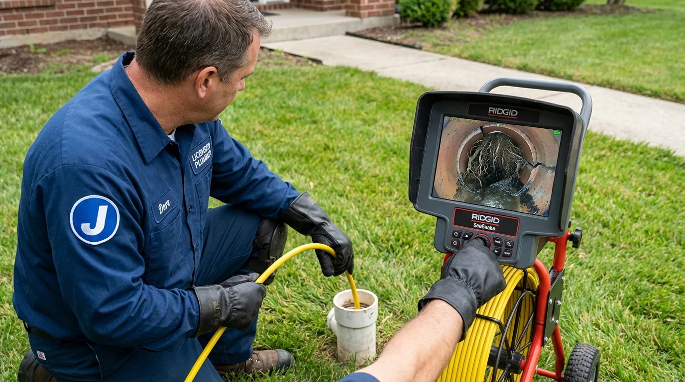 Sewer camera inspection being performed by Johns Plumbing LLC in Roslyn Heights